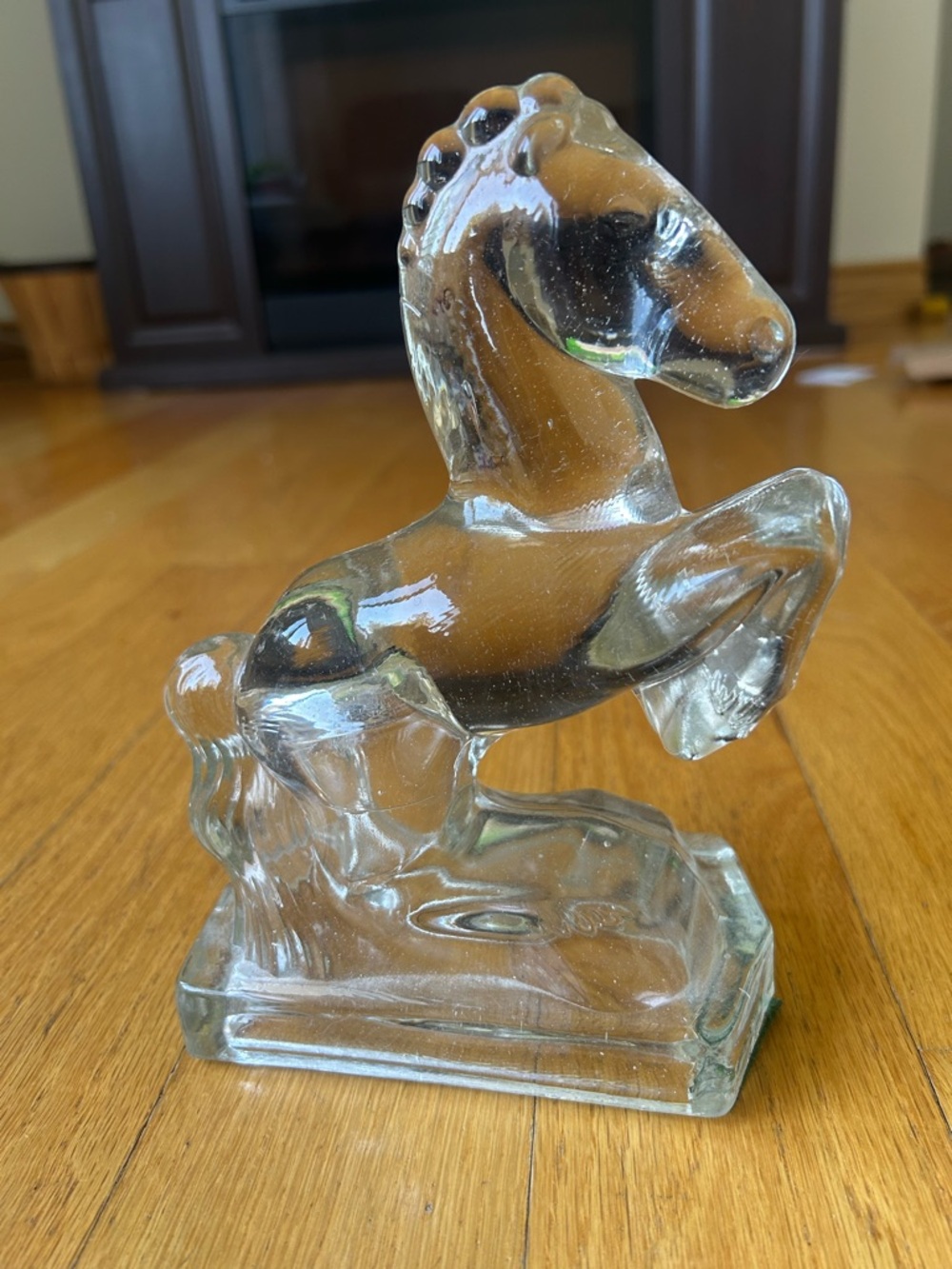 Vintage 1940s Heavy Glass Horse Figurine or Bookend